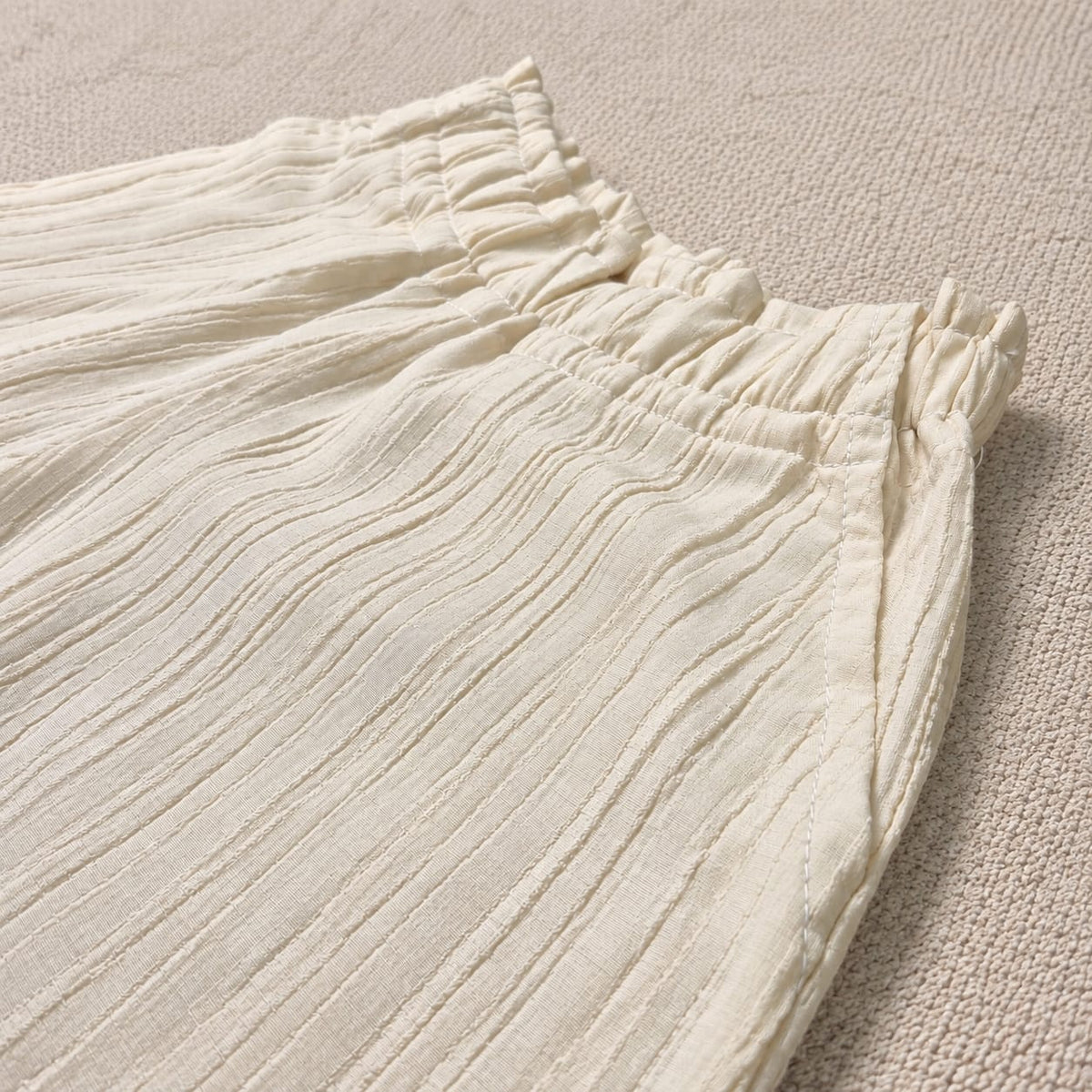 Brown Ruffle Strap Top & Wide-Leg Set
