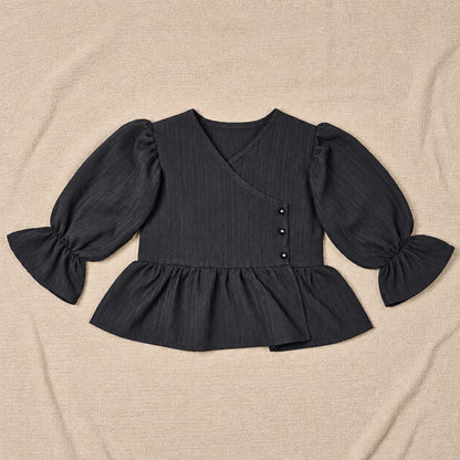 Black textured Peplum Set