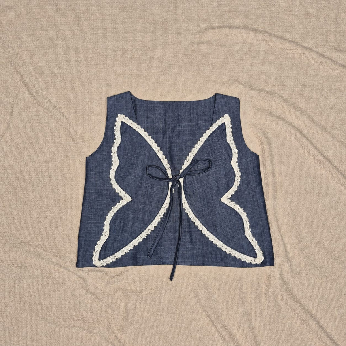 Navy Blue Lace-Trimmed Co-Ord Set
